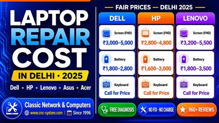 Laptop Repair Cost in Delhi