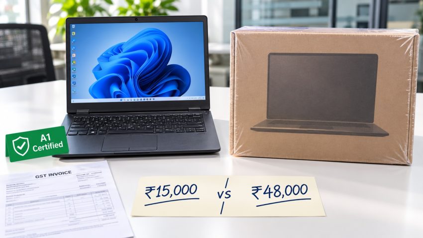 Refurbished vs new laptop side by side with price comparison — CNC West Patel Nagar Delhi