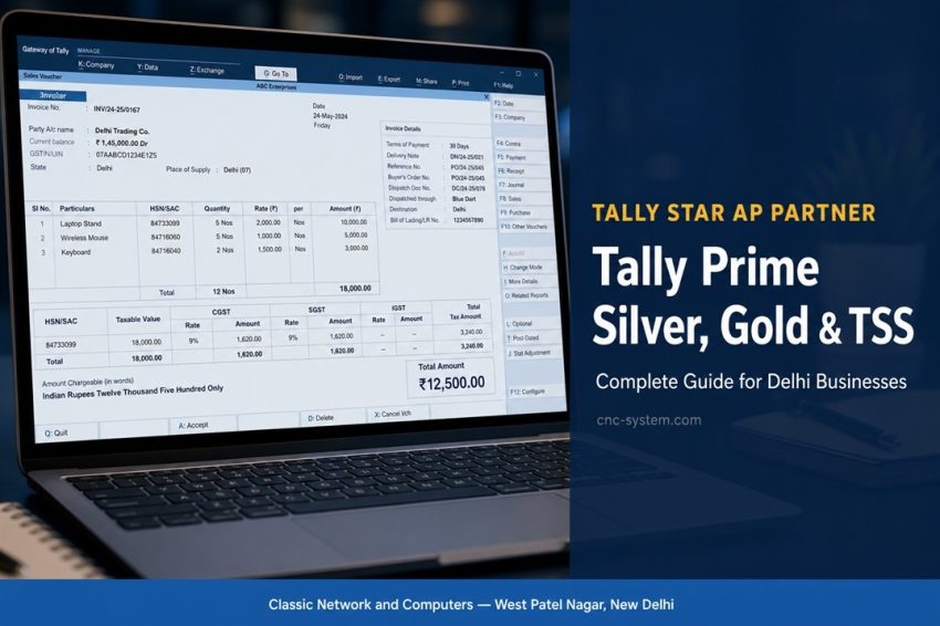 Tally Prime Silver and Gold dealer in Delhi NCR — Classic Network and Computers (CNC) — Authorised Tally Star AP Partner