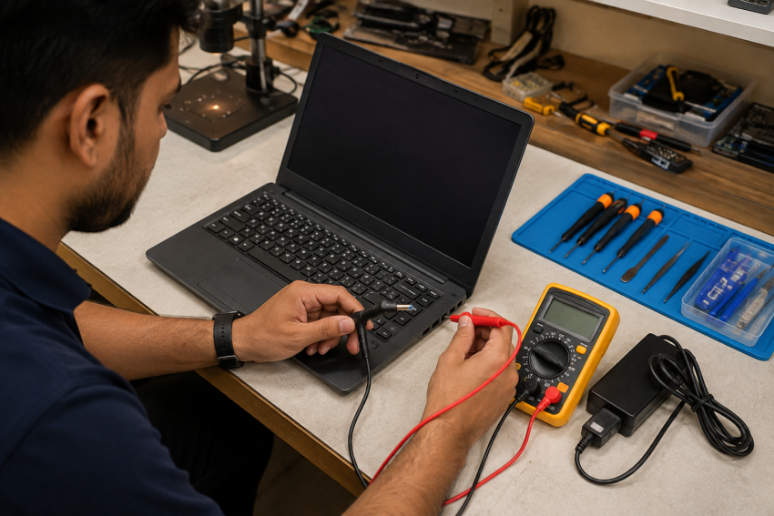 Laptop charging port repair at CNC, West Patel Nagar, New Delhi