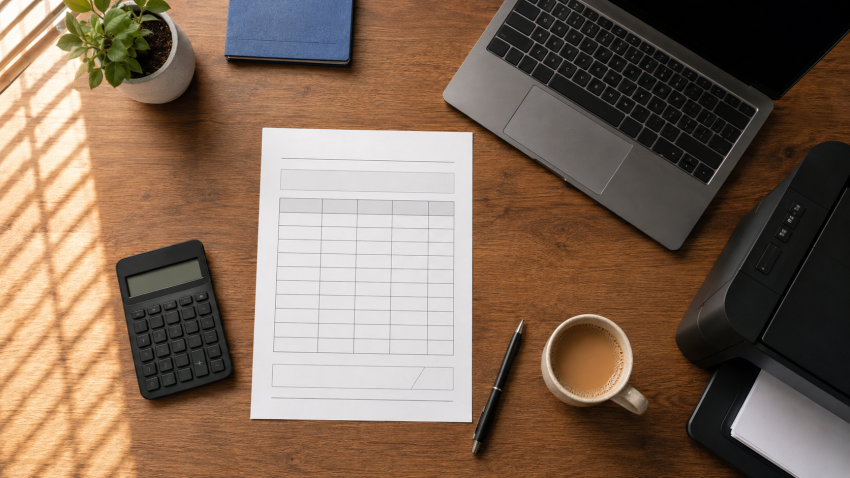 IT AMC pricing document and calculator on a Delhi office desk