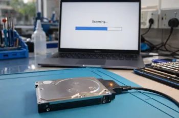 Free data recovery software scanning a failing hard drive — a common way Delhi users lose recoverable data