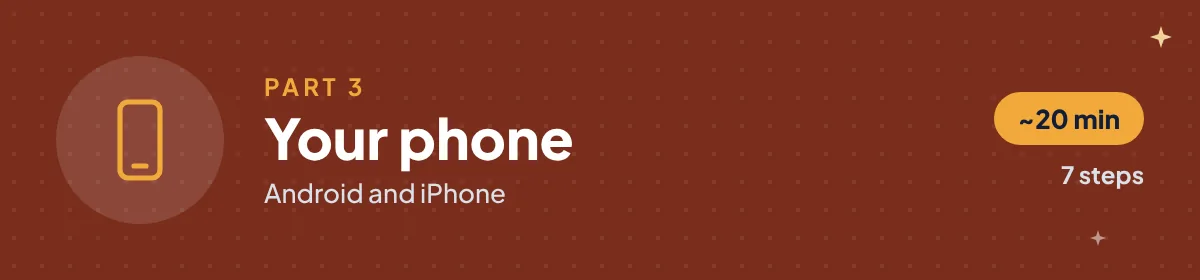 Part 3: your phone, Android and iPhone, about 20 minutes, 7 steps