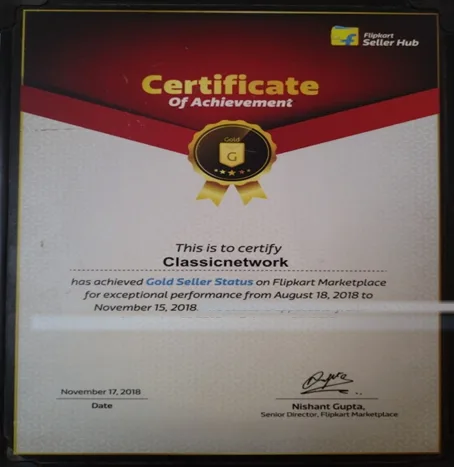 Flipkart Gold Seller Status — CNC Award