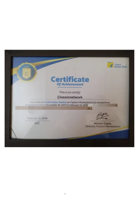 Flipkart Gold Seller Status — CNC Award