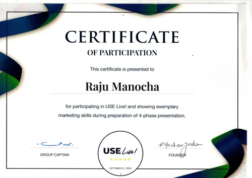 USE Live Participation — CNC Award
