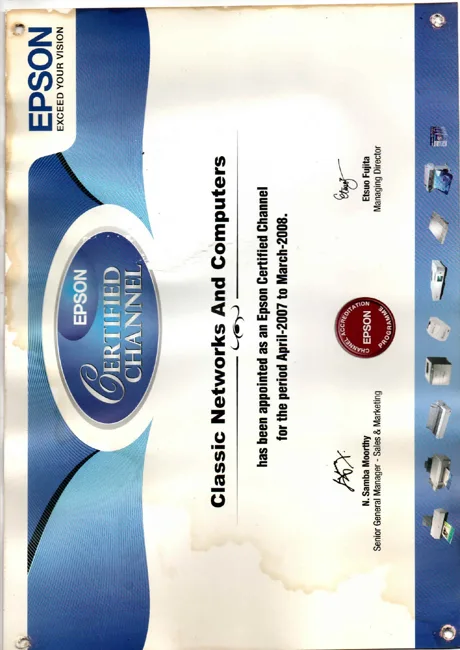 Epson Channel Partner — CNC Certificate