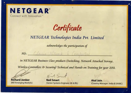 Netgear Training Certificate — CNC Certificate