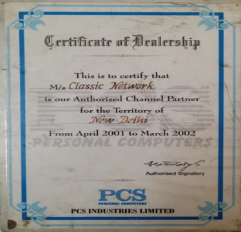 PCS Dealership Certificate — CNC Certificate