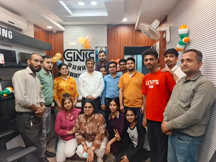 The CNC team with founder Raju Manocha at the West Patel Nagar office, New Delhi